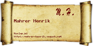Mahrer Henrik névjegykártya